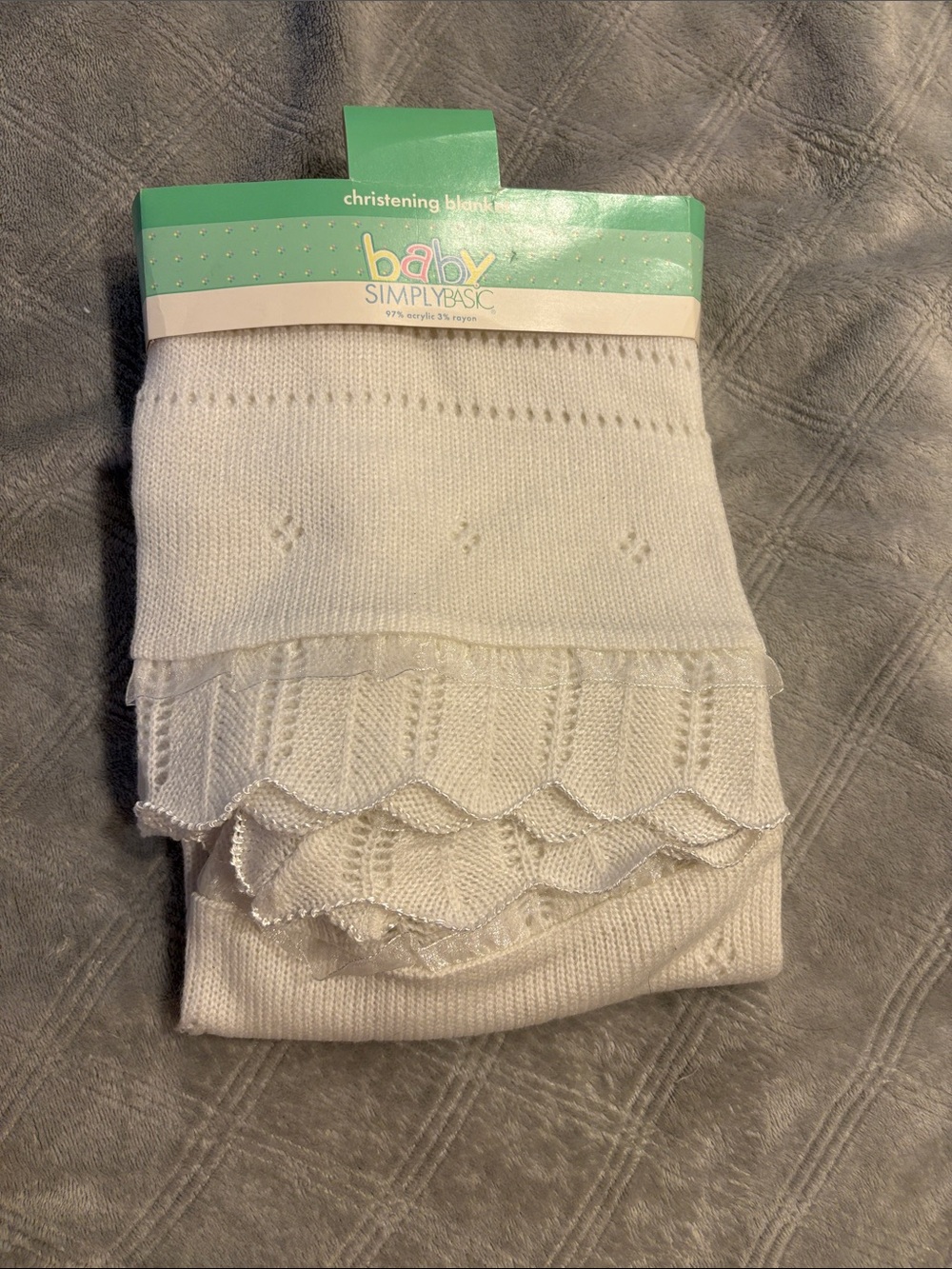 baby SIMPLYBASIC White Knit Christening Blanket